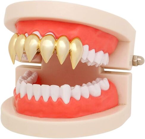 OOCC 18K Gold Silver Plated Hip Hop Top Vampire Fangs Teeth Grillz in Saudi Arabia