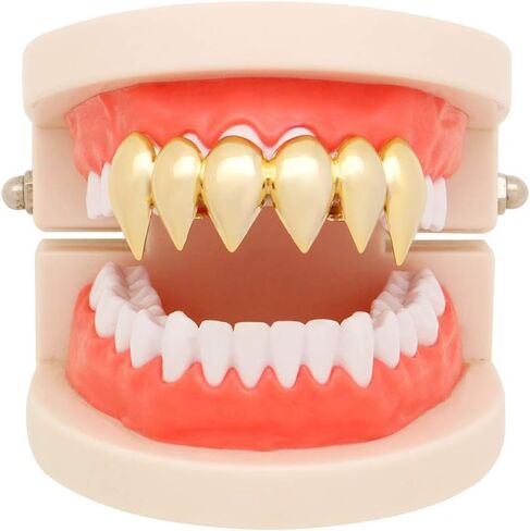 OOCC 18K Gold Silver Plated Hip Hop Top Vampire Fangs Teeth Grillz in Saudi Arabia