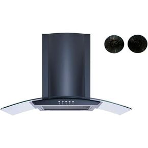 Winflo 30 In. Convertible Wall Mount Range Hood in Black with Mesh Filters, Charcoal Filters and Push Button Control in Kuwait