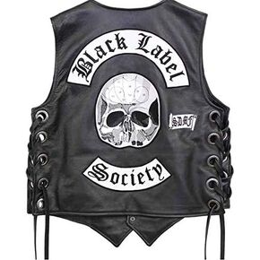 Men's Black Labeel Socity Skull Logo Biker Vest in Saudi Arabia