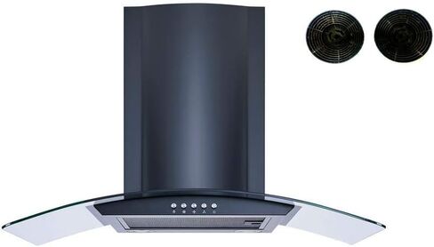 Winflo 30 In. Convertible Wall Mount Range Hood in Black with Mesh Filters, Charcoal Filters and Push Button Control in Saudi Arabia