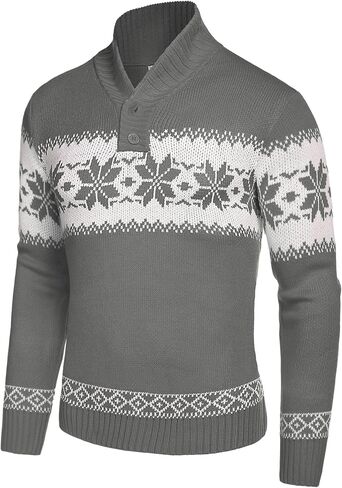 COOFANDY Men's Christmas Sweater Ugly Knitted Xmas Sweaters Casual Snowflake Pullover Knitwear in Saudi Arabia