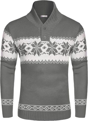 COOFANDY Men's Christmas Sweater Ugly Knitted Xmas Sweaters Casual Snowflake Pullover Knitwear in Saudi Arabia