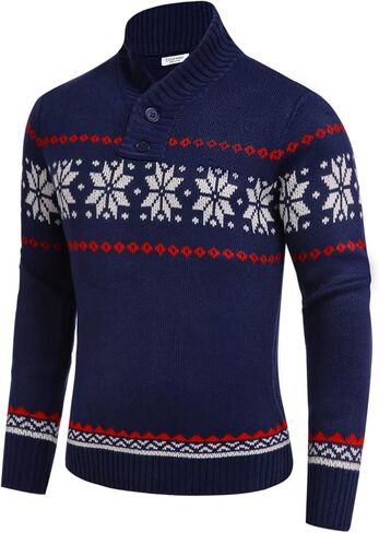 COOFANDY Men's Christmas Sweater Ugly Knitted Xmas Sweaters Casual Snowflake Pullover Knitwear in Saudi Arabia