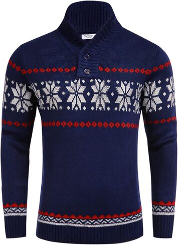 COOFANDY Men's Christmas Sweater Ugly Knitted Xmas Sweaters Casual Snowflake Pullover Knitwear in Saudi Arabia
