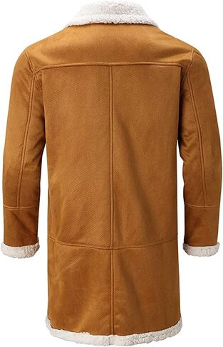 Ymosrh Sport Jackets for Men Men's Casual Cardigan Fleece Lined Solid Buttons Wool Long Sleeve Trench Coat Jackets in Kuwait