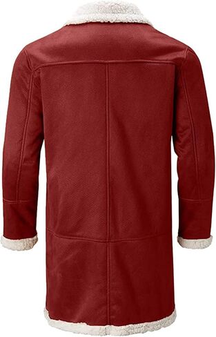 Ymosrh Sport Jackets for Men Men's Casual Cardigan Fleece Lined Solid Buttons Wool Long Sleeve Trench Coat Jackets in Kuwait