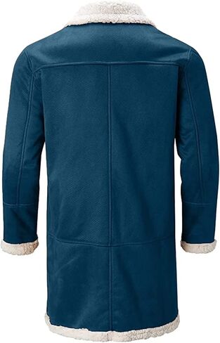 Ymosrh Sport Jackets for Men Men's Casual Cardigan Fleece Lined Solid Buttons Wool Long Sleeve Trench Coat Jackets in Kuwait