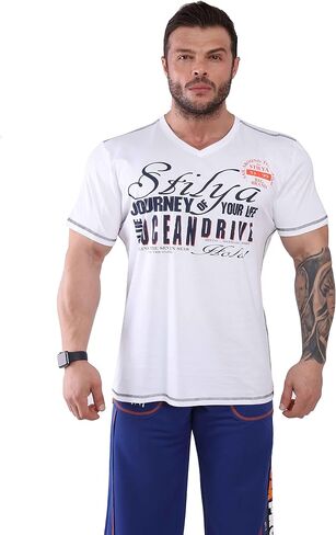 Men's Short Sleeve T-Shirt V-Neck Comfortable Cotton in Kuwait