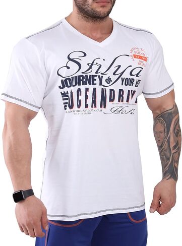 Men's Short Sleeve T-Shirt V-Neck Comfortable Cotton in Kuwait