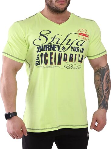 Men's Short Sleeve T-Shirt V-Neck Comfortable Cotton in Kuwait