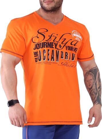 Men's Short Sleeve T-Shirt V-Neck Comfortable Cotton in Kuwait