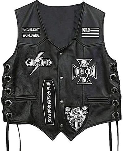 Men's Black Labeel Socity Skull Logo Biker Vest in Saudi Arabia