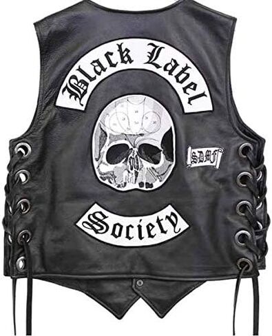 Men's Black Labeel Socity Skull Logo Biker Vest in Saudi Arabia