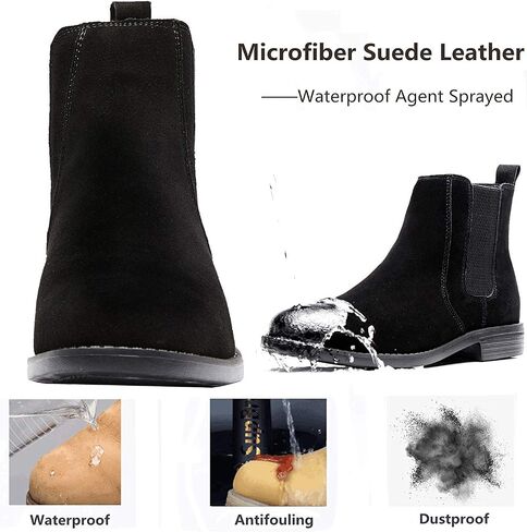 Yuruma Chelsea Boots Men Ankle Boots Formal Boots for Men Black Casual Suede Leather Dress Boots Slip On Zipper Boots in Saudi Arabia