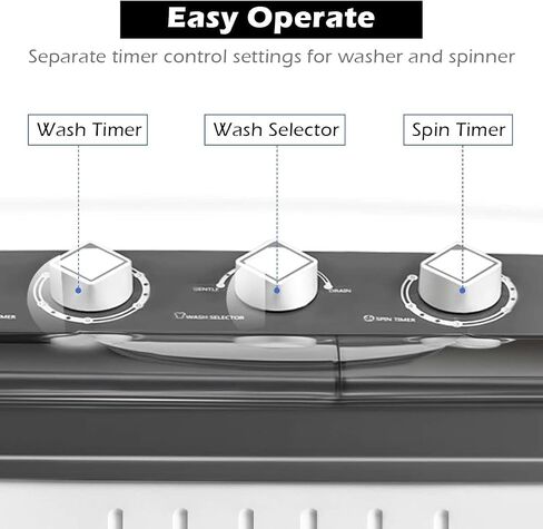 FUTADA Washing Machine, Twin Tub Washer, 20Lbs Capacity Washer & Spinner, Durable Design Energy Saving, w/Inlet and Drain Hose, Compact Laundry Machines for Apartment, Home, Dorm Gray in Saudi Arabia