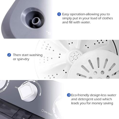 FUTADA Washing Machine, Twin Tub Washer, 20Lbs Capacity Washer & Spinner, Durable Design Energy Saving, w/Inlet and Drain Hose, Compact Laundry Machines for Apartment, Home, Dorm Gray in Saudi Arabia