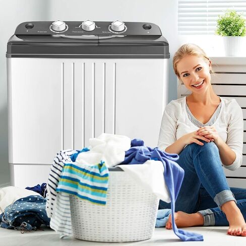 FUTADA Washing Machine, Twin Tub Washer, 20Lbs Capacity Washer & Spinner, Durable Design Energy Saving, w/Inlet and Drain Hose, Compact Laundry Machines for Apartment, Home, Dorm Gray in Saudi Arabia