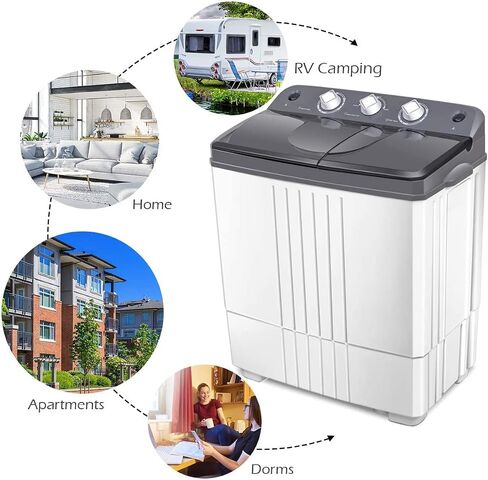 FUTADA Washing Machine, Twin Tub Washer, 20Lbs Capacity Washer & Spinner, Durable Design Energy Saving, w/Inlet and Drain Hose, Compact Laundry Machines for Apartment, Home, Dorm Gray in Saudi Arabia