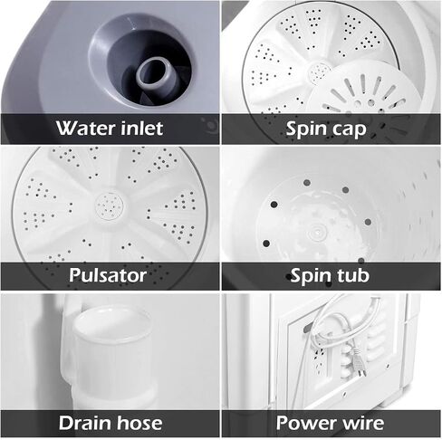 FUTADA Washing Machine, Twin Tub Washer, 20Lbs Capacity Washer & Spinner, Durable Design Energy Saving, w/Inlet and Drain Hose, Compact Laundry Machines for Apartment, Home, Dorm Gray in Saudi Arabia