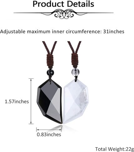 Top Plaza Couples Gifts Matching Two Half Heart Love Puzzle Necklace for Him & Her 2 Pcs Set Adjustable Healing Crystal Gemstone Pendant Necklaces for Mens Womens Valentine’s Day Gifts in Kuwait