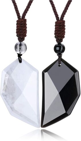 Top Plaza Couples Gifts Matching Two Half Heart Love Puzzle Necklace for Him & Her 2 Pcs Set Adjustable Healing Crystal Gemstone Pendant Necklaces for Mens Womens Valentine’s Day Gifts in Kuwait