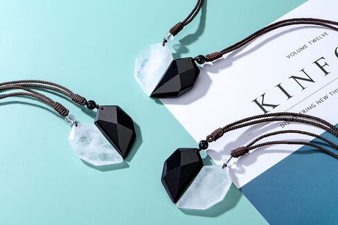 Top Plaza Couples Gifts Matching Two Half Heart Love Puzzle Necklace for Him & Her 2 Pcs Set Adjustable Healing Crystal Gemstone Pendant Necklaces for Mens Womens Valentine’s Day Gifts in Kuwait