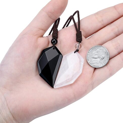 Top Plaza Couples Gifts Matching Two Half Heart Love Puzzle Necklace for Him & Her 2 Pcs Set Adjustable Healing Crystal Gemstone Pendant Necklaces for Mens Womens Valentine’s Day Gifts in Kuwait