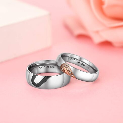 Personalized Heart Matching Couples Necklaces for Him and Her Custom Engraved Names Initial Promise Ring Pendant Necklace for Men Women in Saudi Arabia