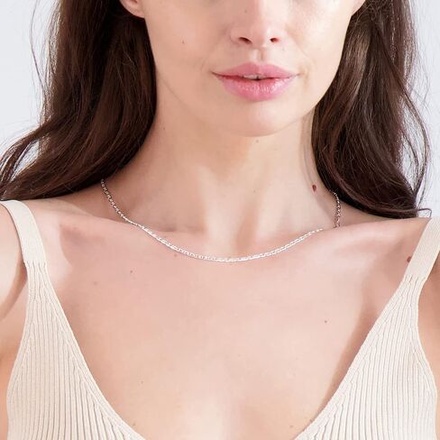 Pori Jewelers 925 Sterling Silver 2mm, 3mm, 3.5mm, 5.5mm Flat Mariner/Marina Link Chain Necklace in Saudi Arabia