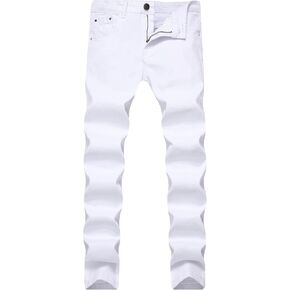 Men's Casual Straight Leg Jeans Stretch Slim Fit Solid Washed Denim Pant Tapered Leg Skinny Relaxed Jean Pants in Saudi Arabia