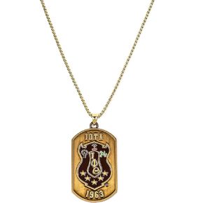 BBGreek Iota Phi Theta Fraternity Paraphernalia - Dog Tag Pendant Necklace with 24 Inch Round Box Chain - Crest - Officially Licensed in Kuwait