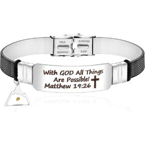 With God All Things Are Possible Matthew 19:26 Bracelet Bible Cuff Wristband Stainless Buckle Mustard Seed Charm in Saudi Arabia