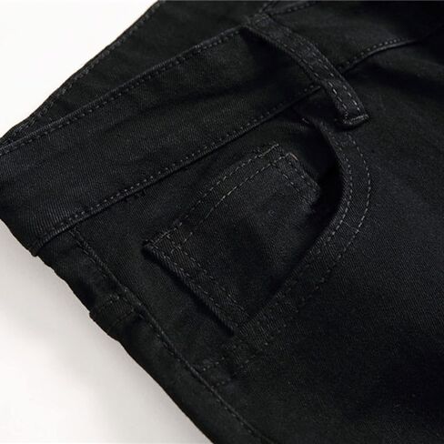 Lu's Chic Men's Skinny Ripped Jeans Stretch Slim Fit Destroyed Tapered Leg Distressed Denim Pants in Saudi Arabia