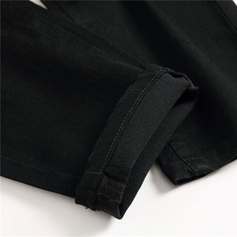 Lu's Chic Men's Skinny Ripped Jeans Stretch Slim Fit Destroyed Tapered Leg Distressed Denim Pants in Saudi Arabia