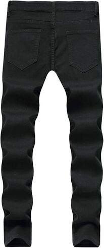 Lu's Chic Men's Skinny Ripped Jeans Stretch Slim Fit Destroyed Tapered Leg Distressed Denim Pants in Saudi Arabia