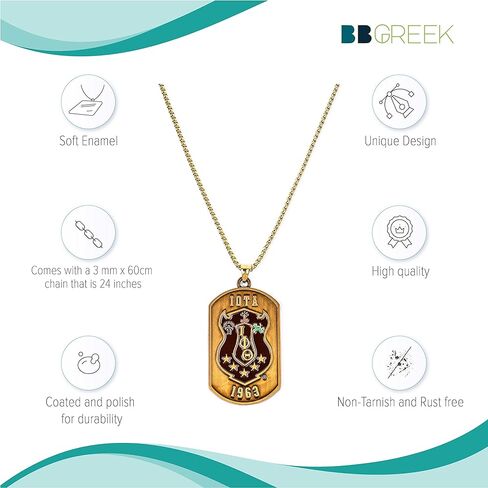 BBGreek Iota Phi Theta Fraternity Paraphernalia - قلادة على شكل علامة الكلب مع سلسلة مربعة مستديرة مقاس 24 بوصة - قمة - مرخصة رسميًا in Saudi Arabia