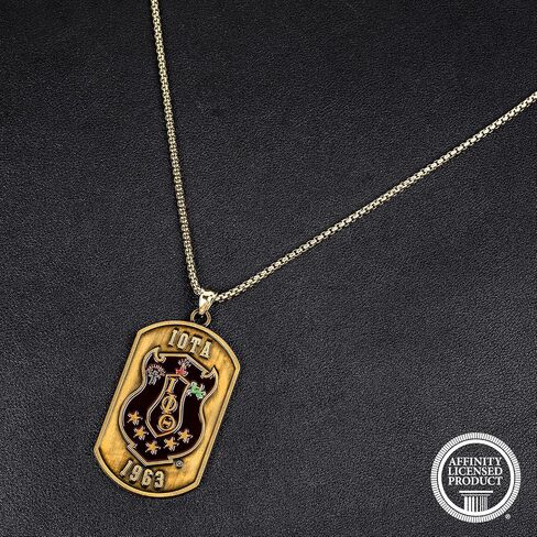 BBGreek Iota Phi Theta Fraternity Paraphernalia - قلادة على شكل علامة الكلب مع سلسلة مربعة مستديرة مقاس 24 بوصة - قمة - مرخصة رسميًا in Saudi Arabia