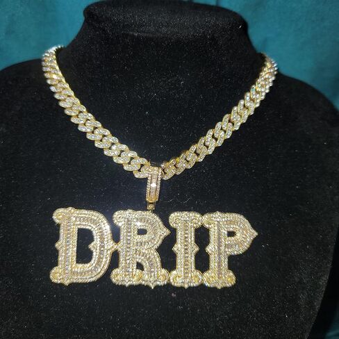 DOBLING Hip Hop Custom Big Baguettes Letters Name Necklace With 9mm Cuban Link Chain VVS Clarity Cubic Zirconia Iced Out Personalized Name Pendants Charm Jewelry for Women Men in Saudi Arabia