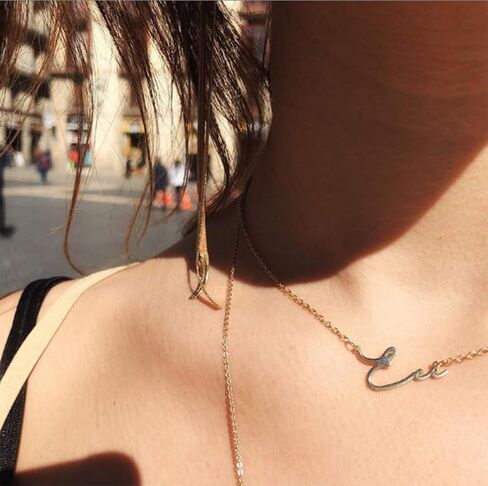 Personalized Name Necklace with Cuban/Figaro Chain, Dainty Customized Nameplate Necklaces for Women Men Custom Jewelry Christmas Birthday Gifts in Kuwait