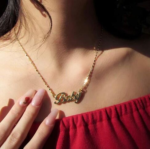 Personalized Name Necklace with Cuban/Figaro Chain, Dainty Customized Nameplate Necklaces for Women Men Custom Jewelry Christmas Birthday Gifts in Kuwait