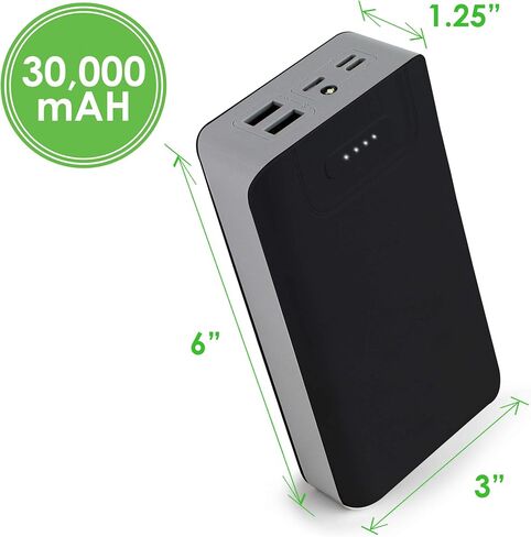 Aduro Portable Charger Power Bank 30,000mAh External Battery Pack Phone Charger for Cell Phones with Dual USB Ports for iPhone, iPad, Samsung Galaxy, Android, and USB Devices (Black/Grey) in Saudi Arabia