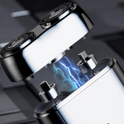Waterproof Portable USB Men's Shaver - VALINK Double Head 3D Floating Rotary USB rechargeable Cordless Electric Razors Wet and Dry Use in Saudi Arabia