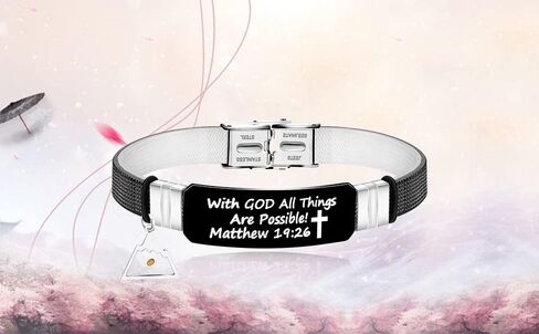 With God All Things Are Possible Matthew 19:26 Bracelet Bible Cuff Wristband Stainless Buckle Mustard Seed Charm in Saudi Arabia