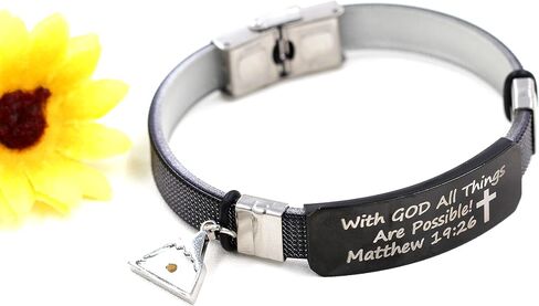 With God All Things Are Possible Matthew 19:26 Bracelet Bible Cuff Wristband Stainless Buckle Mustard Seed Charm in Saudi Arabia