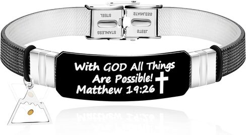 With God All Things Are Possible Matthew 19:26 Bracelet Bible Cuff Wristband Stainless Buckle Mustard Seed Charm in Saudi Arabia