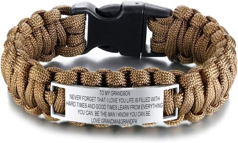 MZZJ to My Son Grandson Nephew Never Forget That I Love You Bracelet Stainless Steel ID Nylon Outdoor Sport Paracord Survival Cuff Bracelet,Encourage Inspirational Graduation Xmas Military Gifts in Saudi Arabia