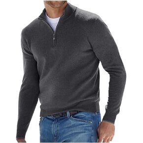 DuDubaby Men's Casual Comfort Quarter Zip Thick Early Fall Deer Plush Sweater Top in Saudi Arabia