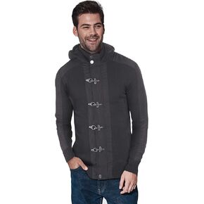 سترة بقلنسوة للرجال من XRAY JEANS محبوكة بلونين مع زر معدني وقلنسوة مبطنة بالشيربا in Kuwait