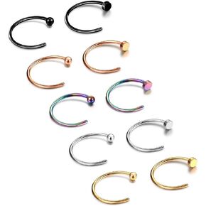 JewelrieShop Nose Rings Hoop 20G Stainless Steel Nose Piercing Jewelry Fake Lip Hoop Rings for Women Men in Saudi Arabia
